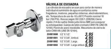 Oferta de Valvula De Escuadra por 3,95€ en Ferrcash