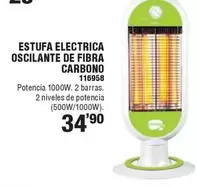 Oferta de Vivahogar - Estufa Electrica Oscilante De Fibra Carbono por 34,9€ en Ferrcash