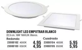 Oferta de Downlight Led Empotrar Blanco  por 4,95€ en Ferrcash