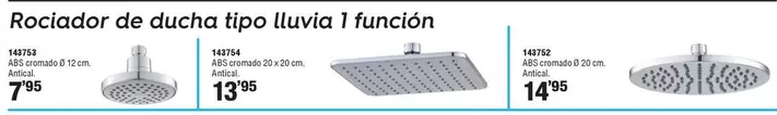 Oferta de Rociador De Ducha Tipo Lluvia 1 Funcion por 7,95€ en Ferrcash