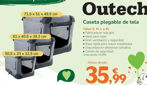 Oferta de Outech - Caseta Plegable De Tela por 35,99€ en Tiendanimal