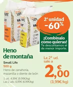 Oferta de Small Life - Heno De Montana por 4,99€ en Tiendanimal