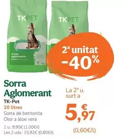 Oferta de Tk-Pet - Sorra Aglomerant por 9,95€ en Tiendanimal