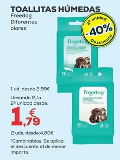 Oferta de Freedog - Toallitas Humedas por 2,99€ en Kiwoko