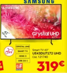 Oferta de Samsung - Smart Tv 43" UE43DU7172 UHD por 319€ en Conforama