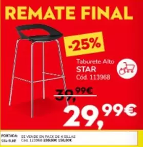 Oferta de Star - Taburete Alto por 29,99€ en Conforama