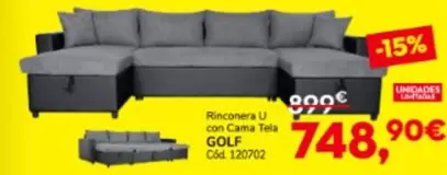 Oferta de Rinconera U Con Cama Tela por 748,9€ en Conforama