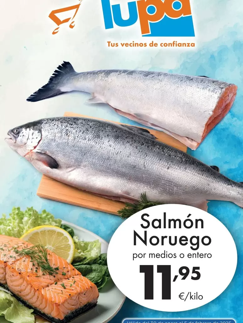 Oferta de Salmon Noruego por 11,95€ en Supermercados Lupa