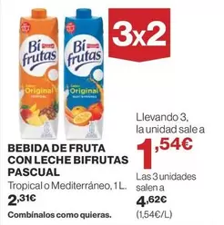 Oferta de Bifrutas - Bebida De Fruta Con Leche Pascual por 2,31€ en Supercor