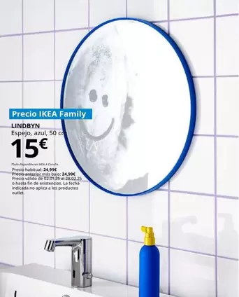 Oferta de Lindbyn - Espejo , Azul  por 15€ en IKEA