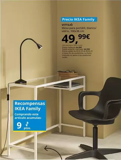 Oferta de Vittsjo - Mesa Para Portatil , Blanco / Vidrio  por 49,99€ en IKEA