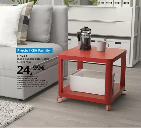 Oferta de Tingby - Mesa Auxiliar Con Ruedas por 24,99€ en IKEA