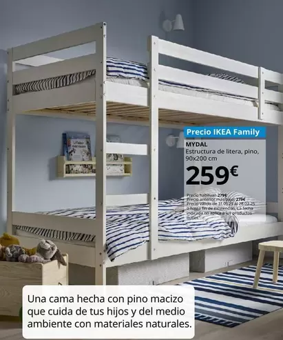 Oferta de Mydal - Estructura De Litera, Pino 90x200cm por 259€ en IKEA