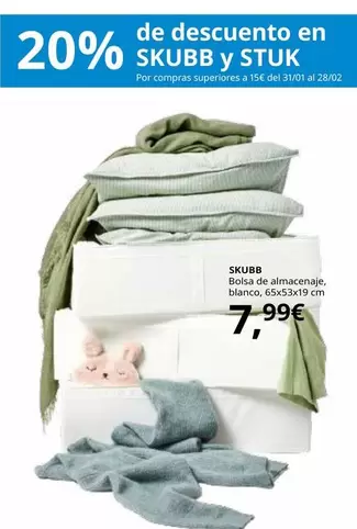 Oferta de Skubb - Bolsa De Almacenaje, Blanco por 7,99€ en IKEA