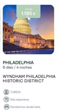 Oferta de Philadelphia - Wyndheam  Historic District por 1185€ en Tui Travel PLC