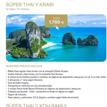 Oferta de Thai - Súper  Y Krabi por 1760€ en Tui Travel PLC