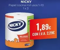 Oferta de Nicky - Papel Cocina Mil Uso por 1,89€ en CashDiplo