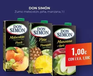 Oferta de Don Simón - Zumo Melocoton, Pina, Manzana por 1€ en CashDiplo