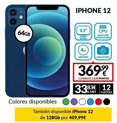 Oferta de Iphone 12 por 369,99€ en Game