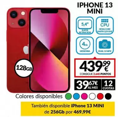 Oferta de Iphone 13 Mini por 439,99€ en Game