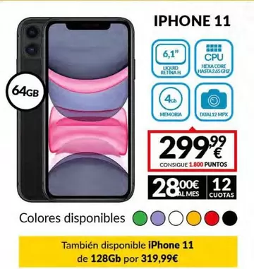 Oferta de Iphone 11 por 299,99€ en Game