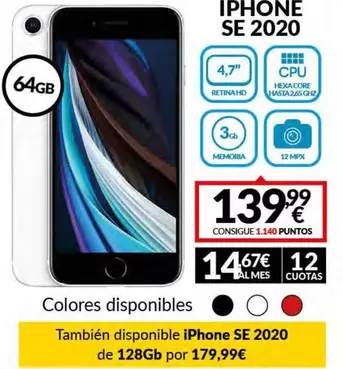 Oferta de Iphone Se 2020 por 139,99€ en Game