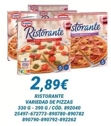 Oferta de Ristorante - Variedad De Pizzas  por 2,89€ en Dialsur Cash & Carry