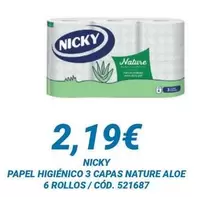 Oferta de Nicky - Papel Higienico 3 Capas Nature Aloe por 2,19€ en Dialsur Cash & Carry