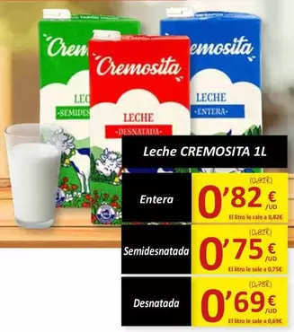 Oferta de Cremosita - Leche por 0,82€ en SPAR