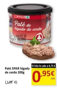 Oferta de Spar - Pate Higado De Cerdo por 0,95€ en SPAR