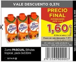 Oferta de Zumo Bifrutas Tropical por 1,6€ en SPAR