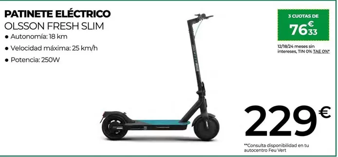 Oferta de Fresh - Patinete Eléctrico por 229€ en Feu Vert