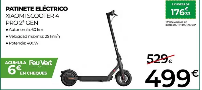 Oferta de Xiaomi - Patinete Eléctrico por 499€ en Feu Vert