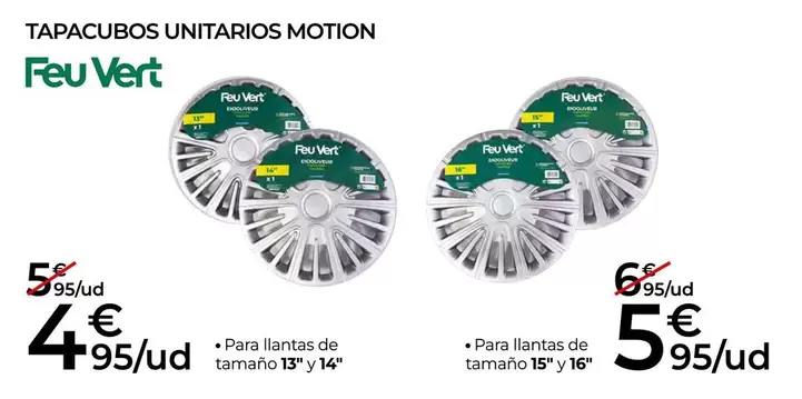 Oferta de Feu Vert - Tapacubos Unitarios Motion por 4,95€ en Feu Vert