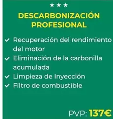 Oferta de Descarbonizacion Profesional por 137€ en Feu Vert