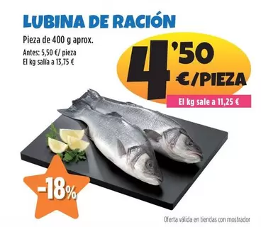 Oferta de Lubina De Ración por 4,5€ en Ahorramas