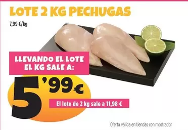 Oferta de Lote 2 Kg Pechugas por 5,99€ en Ahorramas