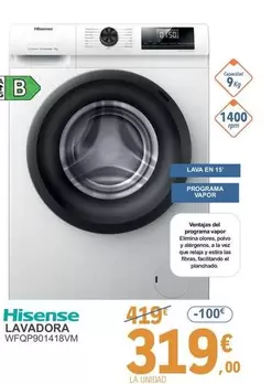 Oferta de Hisense - Lavadora  por 319€ en E.Leclerc