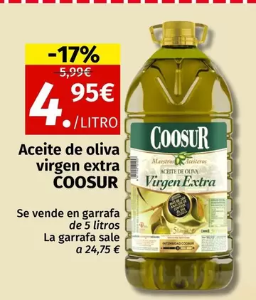 Oferta de Coosur - Aceite De Oliva Virgen Extra por 4,95€ en Maskom Supermercados