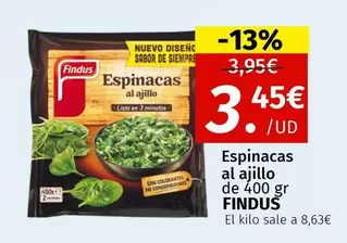 Oferta de Findus - Espinacas Al Ajillo por 3,45€ en Maskom Supermercados