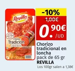 Oferta de Revilla - Chorizo Tradicional En Loncha por 0,9€ en Maskom Supermercados