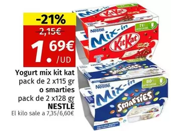 Oferta de Nestlé - Yogurt Mix Kit Kat O Smarties por 1,69€ en Maskom Supermercados