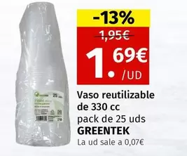 Oferta de Vaso Reutilizable/ Greentek por 1,69€ en Maskom Supermercados