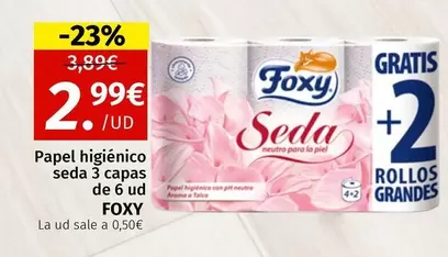 Oferta de Foxy - Papel Higiénico Seda 3 Capas De 6 Ud por 2,99€ en Maskom Supermercados