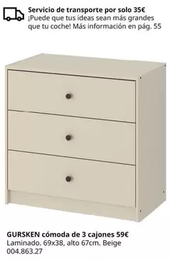 Oferta de Comoda De 3 Cajones por 59€ en IKEA