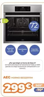 Oferta de AEG - Horno BES231111M por 299€ en Pascual Martí