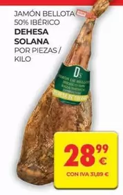 Oferta de Dehesa - Jamón Bellota 50% Ibérico por 28,99€ en CashDiplo