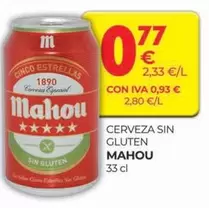 Oferta de Mahou - Cerveza Sin Gluten por 0,77€ en CashDiplo