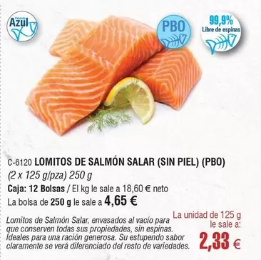 Oferta de Lomitos De Salmón por 2,33€ en Abordo