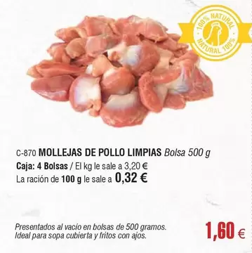 Oferta de Mollejas De Pollo Limpias por 1,6€ en Abordo